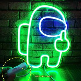 img 1 attached to Among Us Neon Sign - Middle Finger LED Light for Game Room Decor & Gamer Gift - USB Powered, Ideal Neon Light for Man Cave, Bedroom, Bar, Party, Club (Among Us - Green)