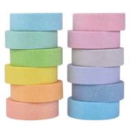 🎨 12 rolls of macaron craft decorative tapes - cheerlyhood glitter washi tape set for diy bujo, bullet journaling, scrapbooking, arts, gift packaging, and more logo