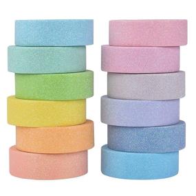 img 4 attached to 🎨 12 Rolls of Macaron Craft Decorative Tapes - Cheerlyhood Glitter Washi Tape Set for DIY Bujo, Bullet Journaling, Scrapbooking, Arts, Gift Packaging, and More