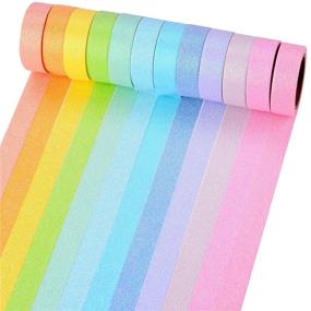 img 2 attached to 🎨 12 Rolls of Macaron Craft Decorative Tapes - Cheerlyhood Glitter Washi Tape Set for DIY Bujo, Bullet Journaling, Scrapbooking, Arts, Gift Packaging, and More