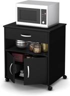 enhanced seo: south shore axess microwave cart on wheels in sleek pure black logo