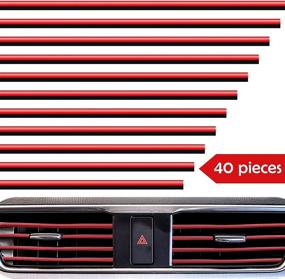 img 4 attached to 🚗 Red U Shape Moulding Trim Strip Line, 40-Piece Car Air Conditioner Vent Outlet Trim Strip, DIY Decoration, Shiny Accessories for Car