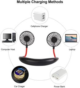 img 1 attached to Leipple Neck Fan - Portable Hand-Free Neckband Fan with USB Charging - Personal Mini Sport Fan for Travel, Outdoor, Office, Reading - Rechargeable, 3 Adjustable Speeds, LED Light - Black