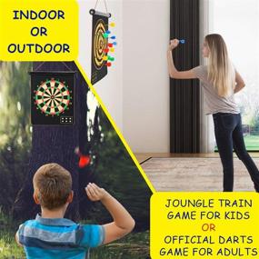 img 2 attached to 🎯 CX L SUM Magnetic Dart Board: Ultimate Indoor and Outdoor Fun for Kids with 12pcs Magnetic Darts - Double Sided, Safe Toy Games and Roll Up Board Game Set - Perfect Gift!