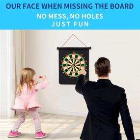 img 3 attached to 🎯 CX L SUM Magnetic Dart Board: Ultimate Indoor and Outdoor Fun for Kids with 12pcs Magnetic Darts - Double Sided, Safe Toy Games and Roll Up Board Game Set - Perfect Gift!