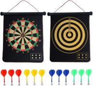 🎯 cx l sum magnetic dart board: ultimate indoor and outdoor fun for kids with 12pcs magnetic darts - double sided, safe toy games and roll up board game set - perfect gift! логотип