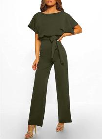 img 1 attached to 👗 Bdcoco Women's Belted Jumpsuits with Wide Leg Pants, Casual Short Sleeve Rompers in Solid Colors