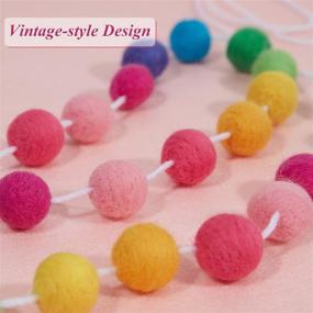 img 1 attached to 🌈 Vibrant Rainbow Felt Ball Garland: 5-Piece Colorful Tassel Triangle Flags and Pom Pom Banner for Mantel, Room, Wall, Nursery - Ideal for Holiday Decor!