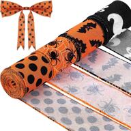 🕸️ halloween wired edge ribbon: spider web bat wired polyester ribbon for present wrapping crafts & home decoration - 4 rolls, 2.5" x 6.6 yards logo