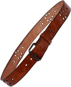 img 2 attached to Tanned Vintage Grommets Perforated Leather Men's Accessories