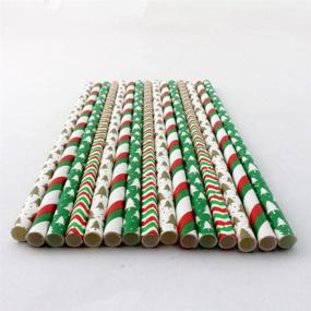 img 1 attached to 🥤 Ipalmay Biodegradable Paper Straws - Disposable Drinking Straw, 7.75 Inches, Red and Green (Pack of 100)