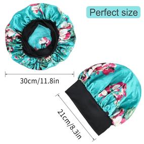 img 3 attached to 🌙 Xieklpwy 4 Pcs Satin Hair Bonnets: Wide Elastic Band Sleep Cap for Women, Adjustable Night Sleeping Head Cover