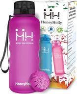 🚰 honeyholly water bottle with time marker - 350ml/500ml/800ml/1l - leakproof, bpa-free, reusable tritan plastic - large sports water bottles with filter - eco-friendly for kids, school, fitness, bike, camping, hiking логотип