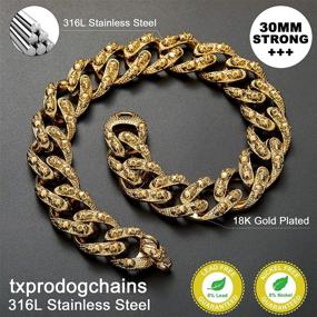 img 1 attached to 🐶 txprodogchains Personality Gold Chain Dog Collar: Carved Cool Skulls Pattern, 18K Stainless Steel Link Chain - Hip Hop Necklace Slip Collar for Big Breeds Bully Pitbull, Mastiff