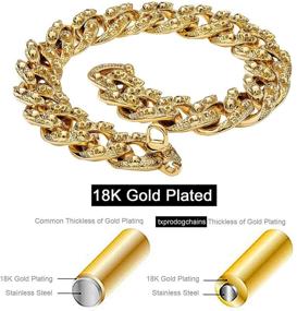 img 2 attached to 🐶 txprodogchains Personality Gold Chain Dog Collar: Carved Cool Skulls Pattern, 18K Stainless Steel Link Chain - Hip Hop Necklace Slip Collar for Big Breeds Bully Pitbull, Mastiff