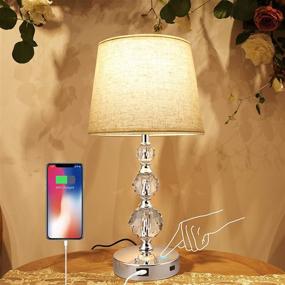 img 2 attached to 🏠 Enhance Your Home Décor with Touch Control Crystal Lamps - Set of 2, 3 Way Dimmable Table Lamp with USB Port, Ideal for Living Room and Bedroom, Complete with LED Bulb and Silver Base