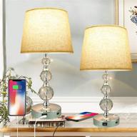 🏠 enhance your home décor with touch control crystal lamps - set of 2, 3 way dimmable table lamp with usb port, ideal for living room and bedroom, complete with led bulb and silver base логотип