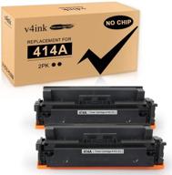 🖨️ v4ink no chip compatible toner cartridge replacement for hp 414a m454dw m479fdw (black, 2-pack) - for hp color pro mfp m479fdw m479fdn m454dw m454 m454dn printer logo