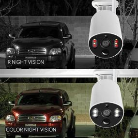 img 2 attached to 🏞️ High Definition AC Powered Wireless Outdoor Security Camera by XMARTO with Color Night Vision, PIR Human/Pet Detection, Home Security Intelligent Flood Light, Cloud and SD Card Storage, Siren and Two-Way Audio