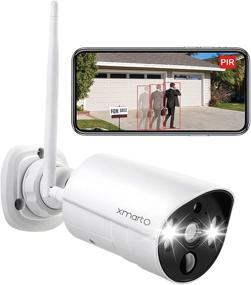 img 4 attached to 🏞️ High Definition AC Powered Wireless Outdoor Security Camera by XMARTO with Color Night Vision, PIR Human/Pet Detection, Home Security Intelligent Flood Light, Cloud and SD Card Storage, Siren and Two-Way Audio