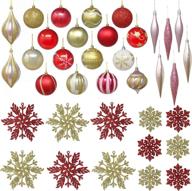 🎄 joyin 36-pack christmas tree decoration set - 18 x 3.15" christmas ornaments, 6 icicle ornaments, and 12 snowflake ornaments logo