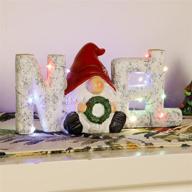 christmas gnome table decoration centerpiece by guoou - resin noel gnome figurine with lighted xmas sign for festive tabletop decorations logo