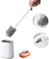 🚽 ultimate bathroom cleaning companion: silicone toilet brush and holder set with flexible brush, ventilated base, sink brush, and wall hook logo