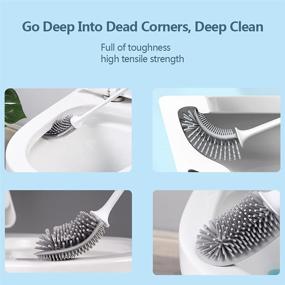 img 1 attached to 🚽 Ultimate Bathroom Cleaning Companion: Silicone Toilet Brush and Holder Set with Flexible Brush, Ventilated Base, Sink Brush, and Wall Hook