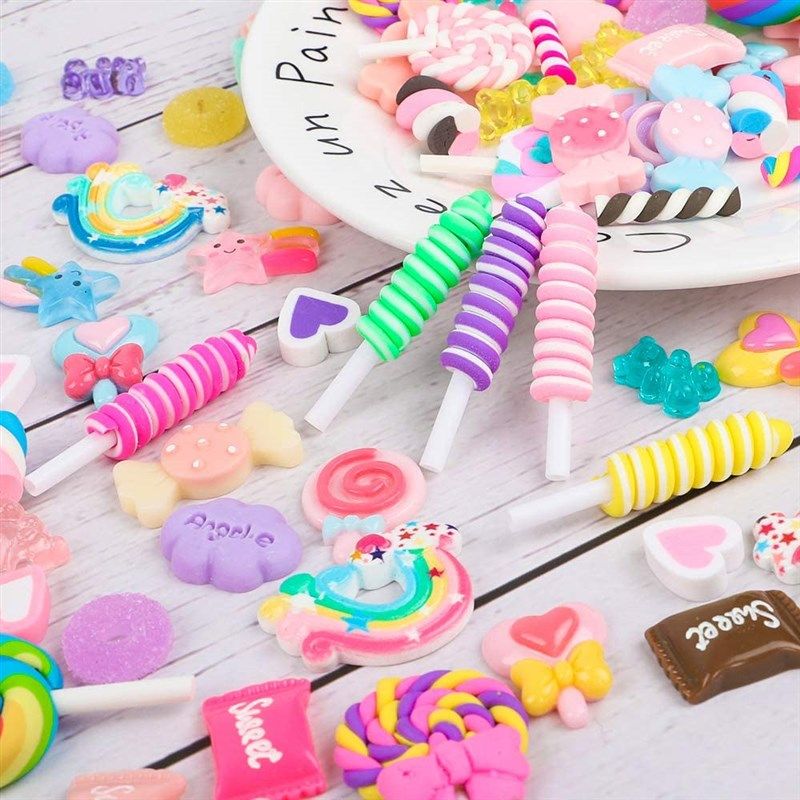 10/120pcs Slime Charms Kawaii Resin Charms Mixed Assorted Flatback  Cabochons for DIY Craft Ornament