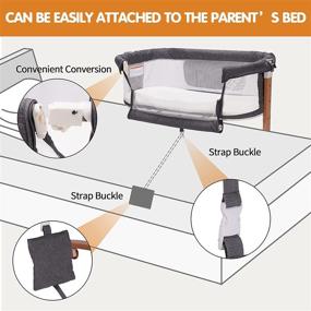 img 1 attached to Переносной детский люлька: регулируемая деревянная ко-спальница для младенцев - легкая складная кроватка в сером цвете