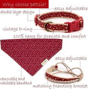 img 2 attached to 🐶 Pettsie Matching Dog Collar, Bandana & Owner Friendship Bracelet Set - Gift Box Included | Durable Hemp | 2 Adjustable Sizes | Comfortable & Soft | Strong D-Ring for Leash Attachment | S, Red