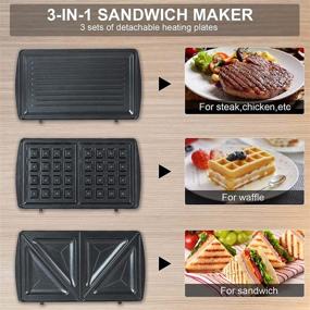 img 3 attached to HOMEJOY 3-in-1 Waffle Maker, Sandwich Maker & Waffle Iron: Stainless Steel, Non-Stick Plates, Smart Temp Control, LED Indicators | Easy Clean-up & Space Saving