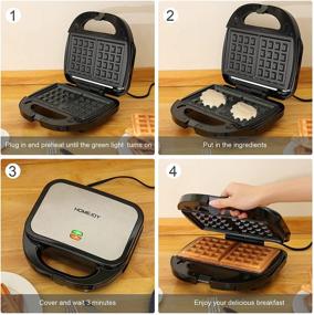 img 1 attached to HOMEJOY 3-in-1 Waffle Maker, Sandwich Maker & Waffle Iron: Stainless Steel, Non-Stick Plates, Smart Temp Control, LED Indicators | Easy Clean-up & Space Saving