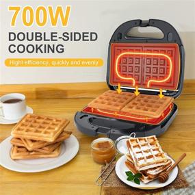 img 2 attached to HOMEJOY 3-in-1 Waffle Maker, Sandwich Maker & Waffle Iron: Stainless Steel, Non-Stick Plates, Smart Temp Control, LED Indicators | Easy Clean-up & Space Saving