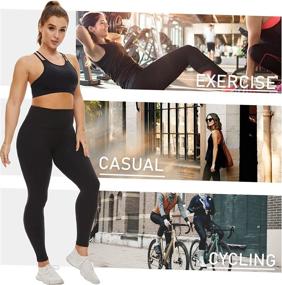 img 3 attached to 👖 Clasmix Plus Size High Waisted Tummy Control Non See Through Super Soft Black Leggings - Women's Yoga Pants (1X-4X)