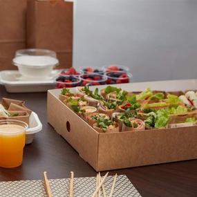 img 1 attached to Grease-Resistant Kraft Paper Catering Trays, 10 Catering Boxes - 17.7 x 12.2 x 3.2 Inches, Recyclable, Window Cover & Side Lock Included - Slide Tek, Inserts Sold Separately