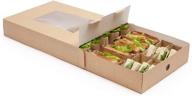 grease-resistant kraft paper catering trays, 10 catering boxes - 17.7 x 12.2 x 3.2 inches, recyclable, window cover & side lock included - slide tek, inserts sold separately logo