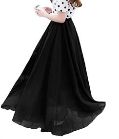 img 2 attached to 👗 Chic Vintage Chiffon Midi Skirts for Women by Afibi