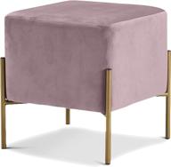 🛋️ meridian furniture isla collection velvet ottoman in pink with stainless steel legs - modern & contemporary design - 15.5" x 15.5" x 17.5 logo