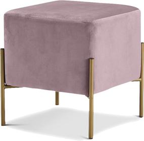 img 3 attached to 🛋️ Meridian Furniture Isla Collection Velvet Ottoman in Pink with Stainless Steel Legs - Modern & Contemporary Design - 15.5" x 15.5" x 17.5