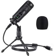 🎙️ computer usb microphone, gaming mic with tripod stand, 192khz/24bit pc condenser mic for recording streaming youtube zoom podcasting, windows mac os ps4 compatible logo