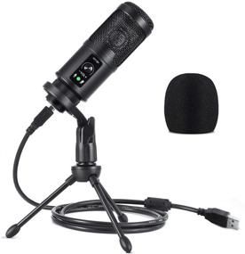 img 4 attached to 🎙️ Computer USB Microphone, Gaming Mic with Tripod Stand, 192KHZ/24BIT PC Condenser Mic for Recording Streaming YouTube Zoom Podcasting, Windows Mac OS PS4 Compatible