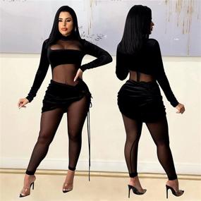 img 1 attached to Mintsnow Sexy Mesh Patchwork Jumpsuit: Elegant Bandage Bodysuit for Women - Long Sleeve Party Wear