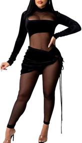 img 4 attached to Mintsnow Sexy Mesh Patchwork Jumpsuit: Elegant Bandage Bodysuit for Women - Long Sleeve Party Wear