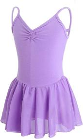 img 3 attached to 🩰 Dazzle on the Dance Floor: Daydance Short Sleeve Skirted Leotard Dress for Girls in Ballet and Dance