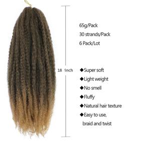 img 3 attached to 🔗 6 Packs of 18 inch T27 Marley Hair Extensions: Long Afro Kinky Curly Hair for Faux Locs or Twists - High-Quality Synthetic Fiber Braiding Hair