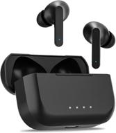 🎧 high-quality bluetooth earbuds - wireless 5.0 headphones with deep bass, 30h playtime - sweatproof - ideal for web meetings, workouts, travel - black logo