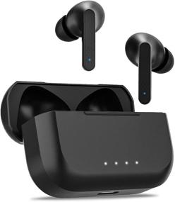 img 4 attached to 🎧 High-Quality Bluetooth Earbuds - Wireless 5.0 Headphones with Deep Bass, 30H Playtime - Sweatproof - Ideal for Web Meetings, Workouts, Travel - Black