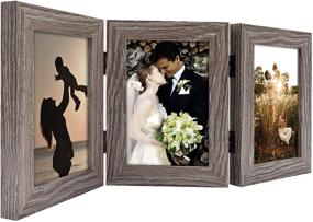 img 2 attached to Grey, 1-Pack - Golden State Art, 4x6 Trifold Hinged Picture Frame with 3 Openings, Real Glass, Desk Top Family Photo Collage (4x6 Triple)