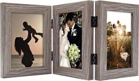 img 4 attached to Grey, 1-Pack - Golden State Art, 4x6 Trifold Hinged Picture Frame with 3 Openings, Real Glass, Desk Top Family Photo Collage (4x6 Triple)